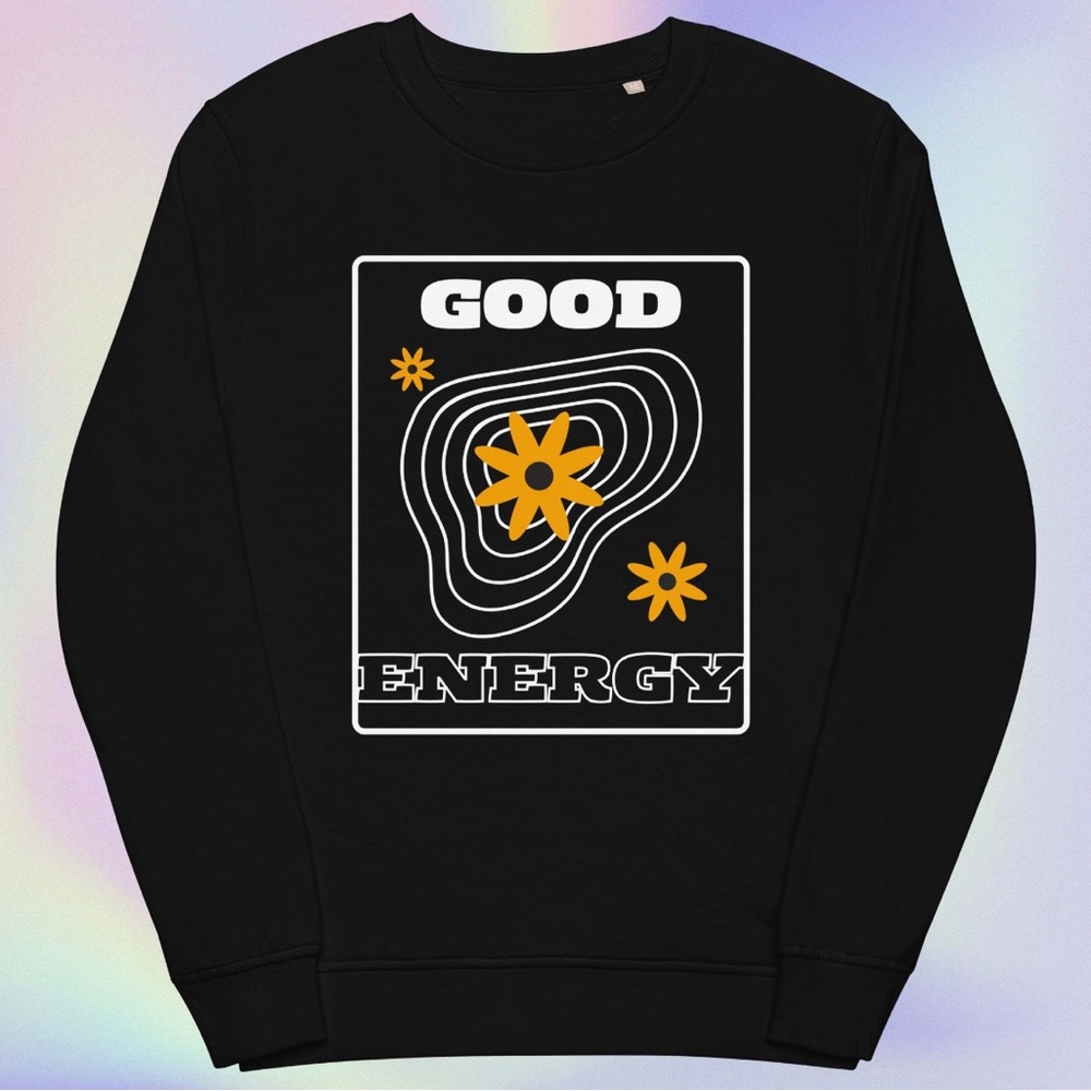 Unisex Good Energy Sweatshirt Black Retro Aesthetic Mental Health Positivity Zen